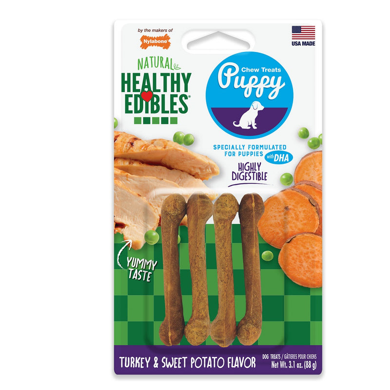 Healthy Edibles Puppy Natural Long Lasting Turkey & Sweet Potato Dog Chew Treats