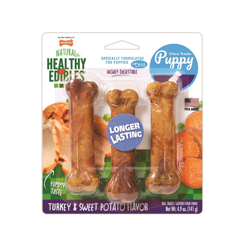 Healthy Edibles Puppy Natural Long Lasting Turkey & Sweet Potato Dog Chew Treats