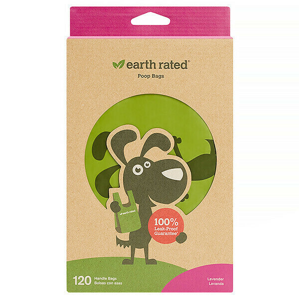 Earth rated Poop Bags 120 Easy-Tie Handle Bags Lavender