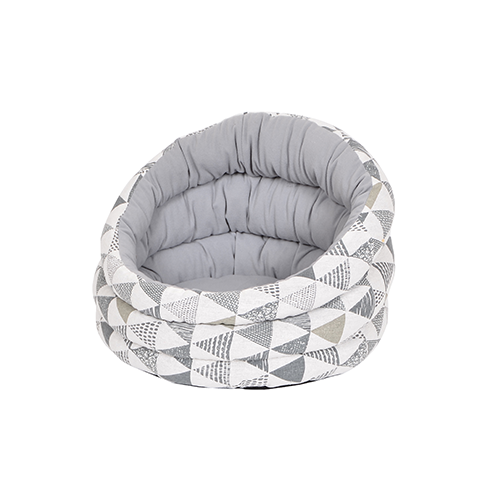 Canvas Fleece Oval Bed Grey and White