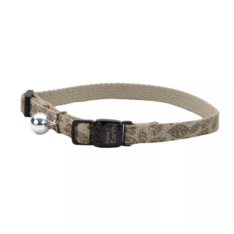 New Earth Soy Breakaway Cat Collar Olive with Leaves