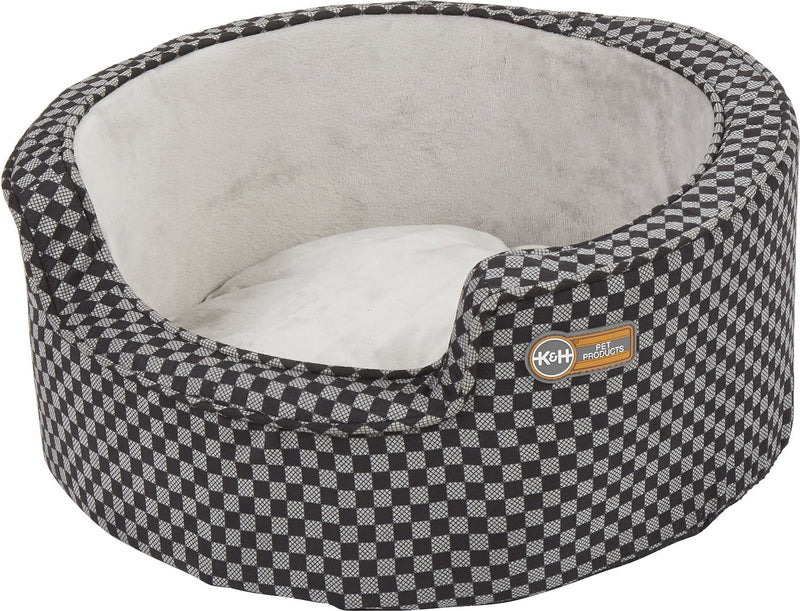 Round Comfy Sleeper Grey and Black Dog Bed
