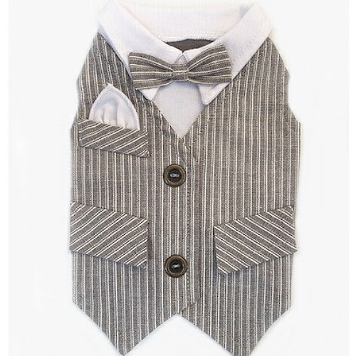 Ruff Ruff Couture Grey Striped Tux