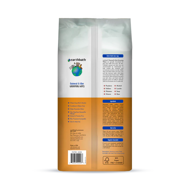 Earthbath Oatmeal and Aloe Grooming Wipes