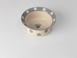 Polka Paws Gray Dog Bowls