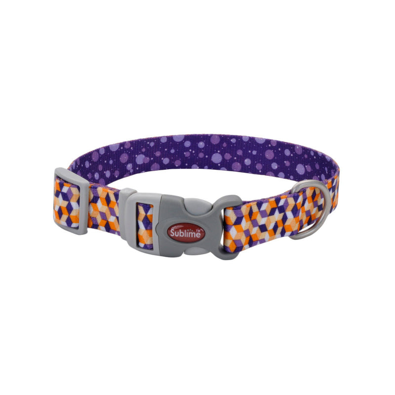 Sublime Adjustable Dog Collar Purple Orange Cubes