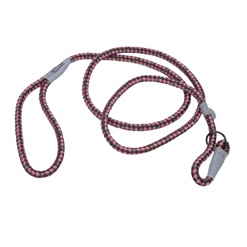 K9 Explorer Reflective Braided Rope Slip Dog Leash Rosebud