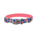 Sublime Adjustable Dog Collar Pink & Orange Flowers On Navey